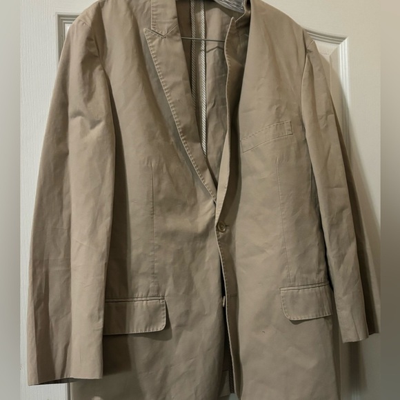 Alfani Linen Blazer Jacket Mens Beige Two Button Up Coat Size L - Picture 1 of 3